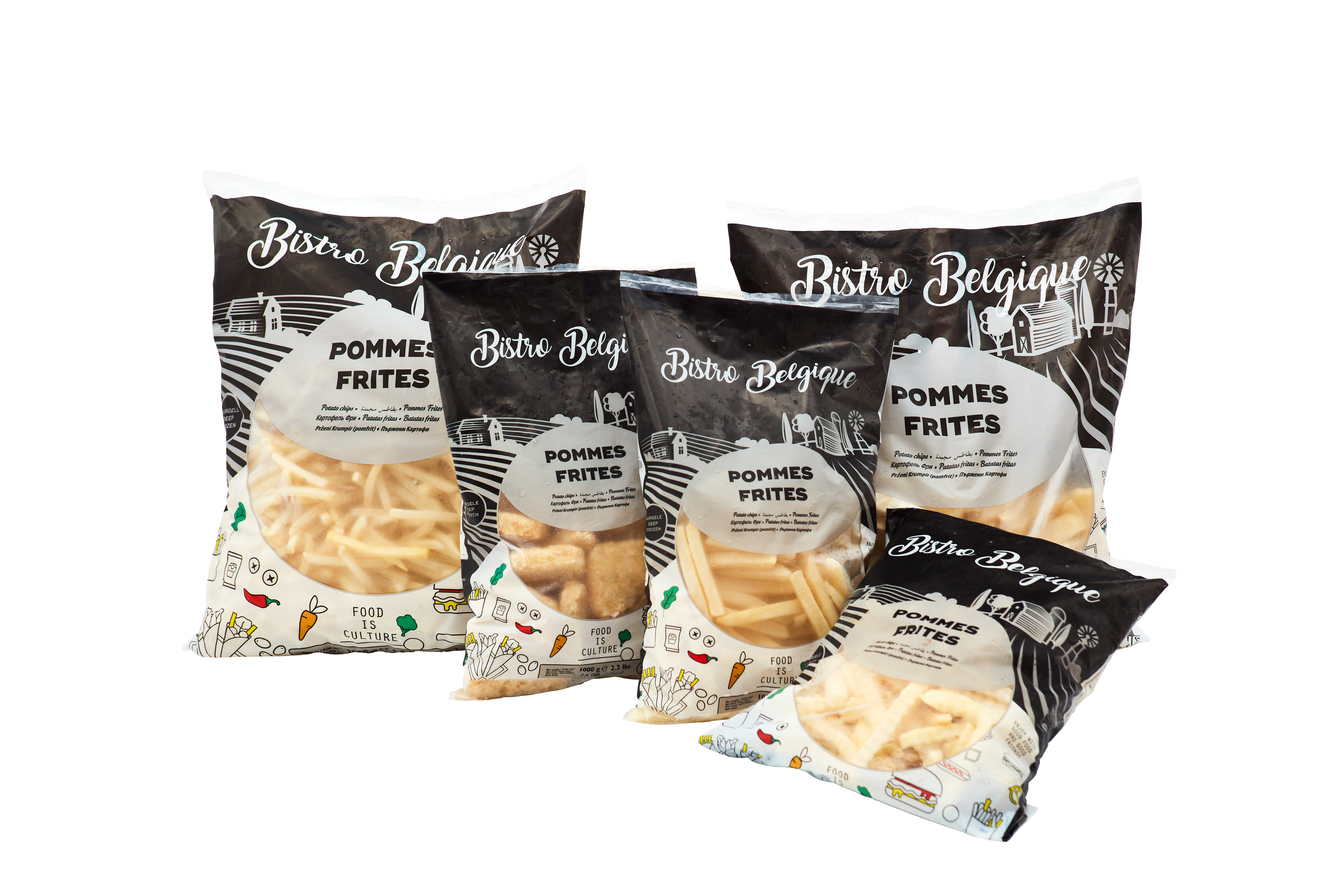 French fries 9x9mm premium crunch packaging Bistro Belgique brand