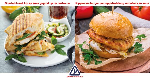 chicken challenge kip snack gegrild kaas barbecue hamburger ketchup waterkers kaas