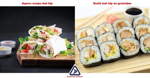 chicken challenge apero wraps sushi met kip 