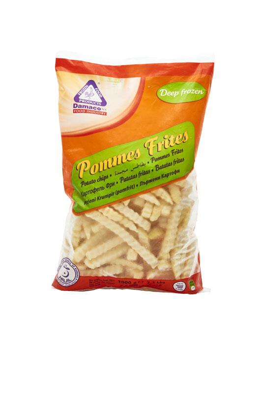 French fries crinkle cut packaging Damaco brand