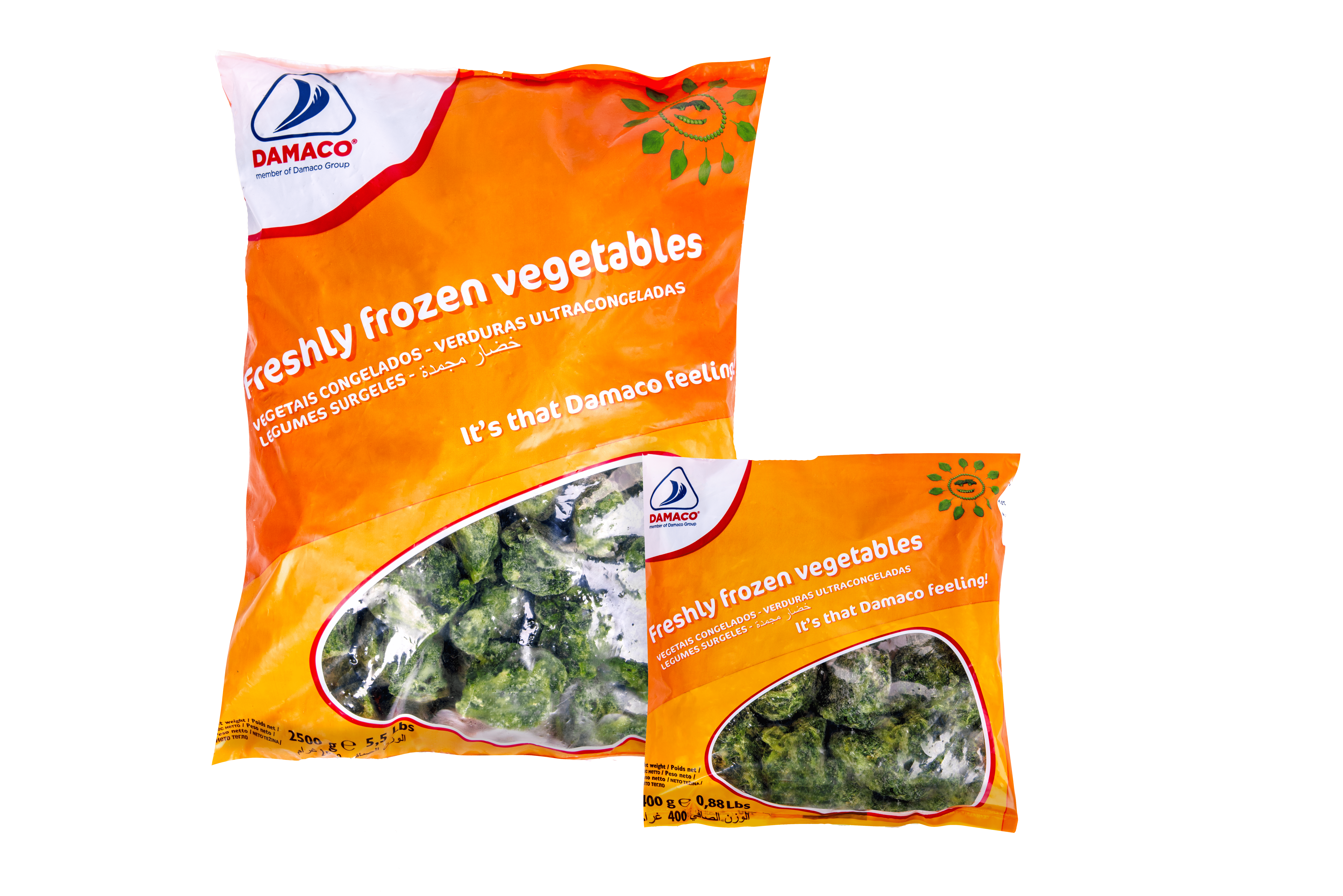 spinach in block damaco brand packaging